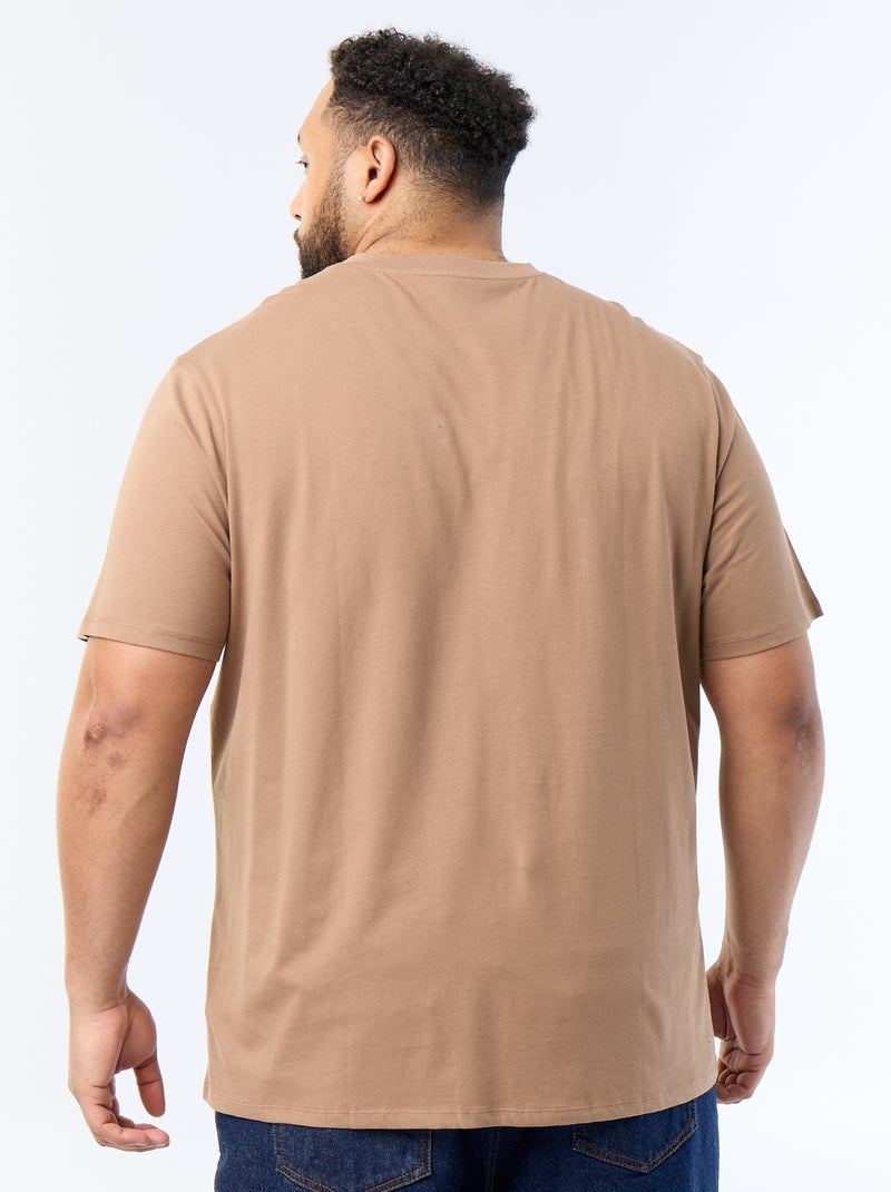T-shirt van jerseytricot met korte mouwen Bruin - Kiabi
