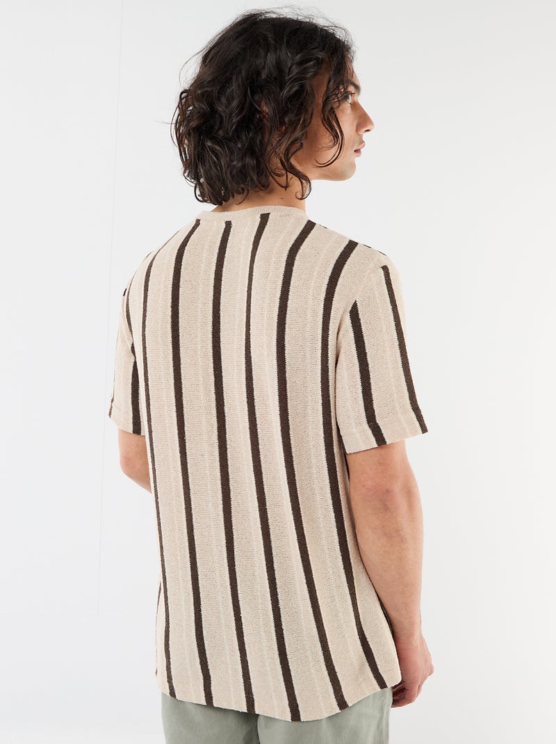 T-shirt van jerseytricot met korte mouwen Bruin - Kiabi