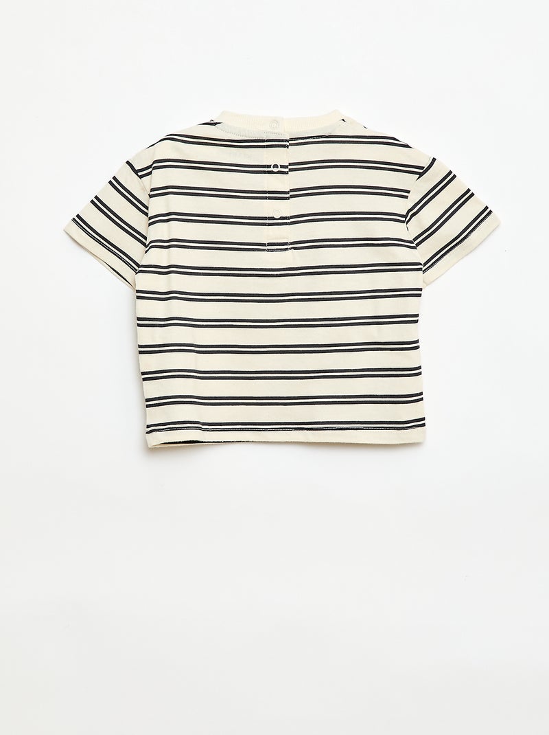 T-shirt van jerseytricot met korte mouwen en borstzak met print Geel - Kiabi