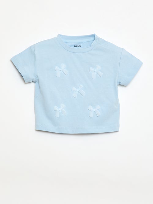 T-shirt van jerseytricot met korte mouwen en fantasieknopen - Kiabi
