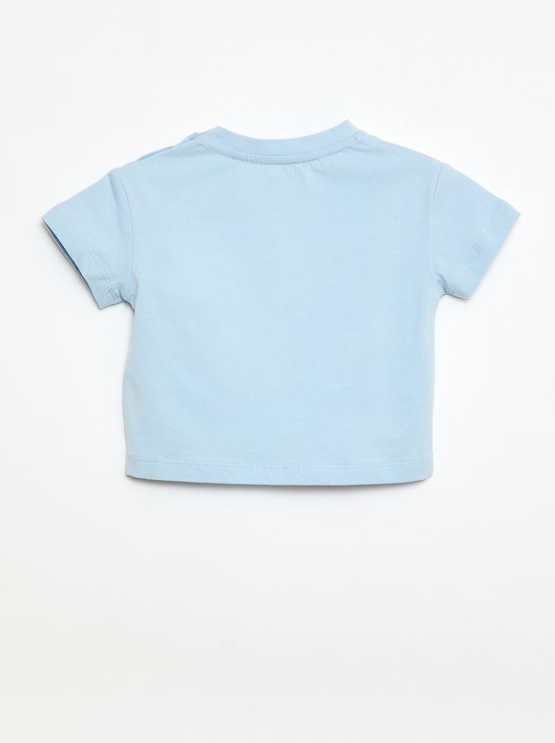 T-shirt van jerseytricot met korte mouwen en fantasieknopen Blauw - Kiabi