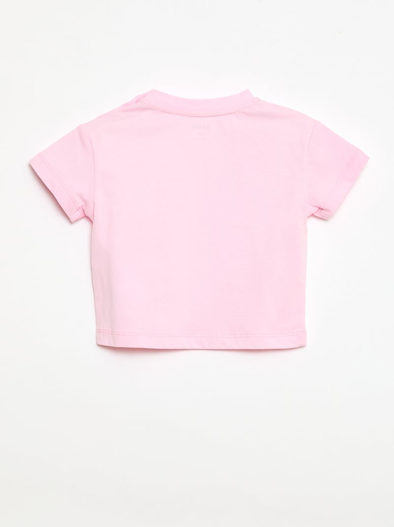 T-shirt van jerseytricot met korte mouwen en fantasieknopen Rose - Kiabi