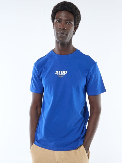 T-shirt van jerseytricot met korte mouwen en print op voor- en achterkant - Kiabi