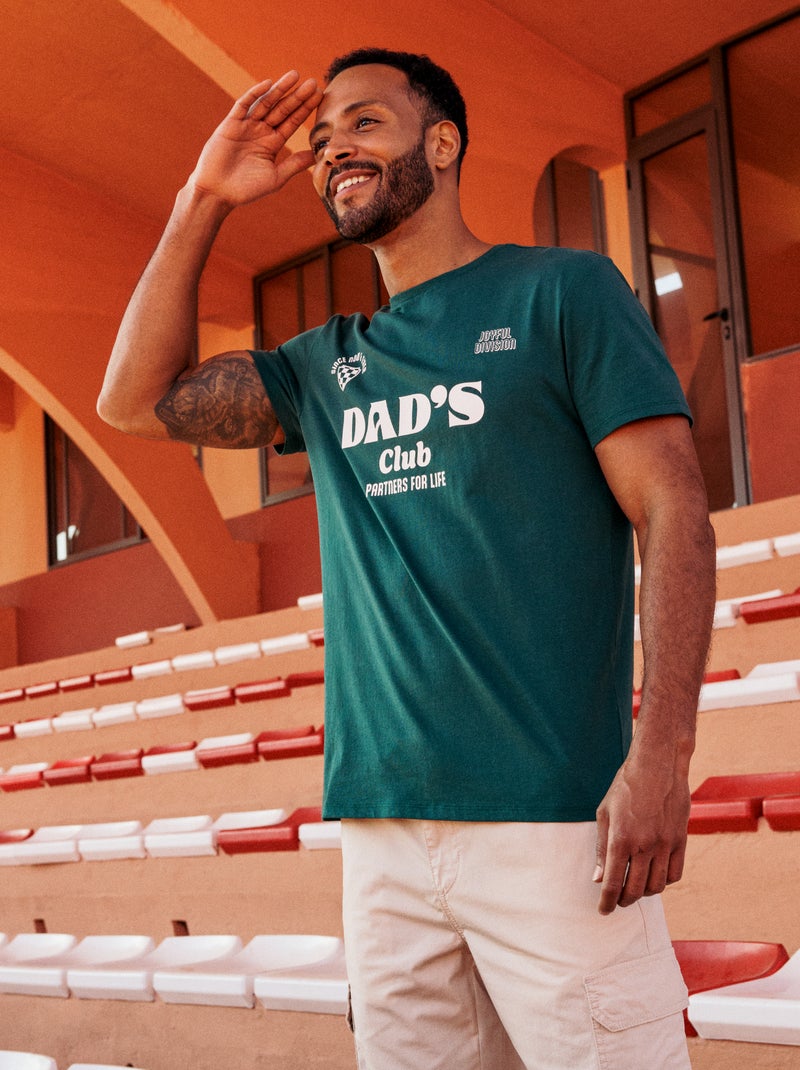 T-shirt van jerseytricot met korte mouwen en print op voor- en achterkant Groen - Kiabi