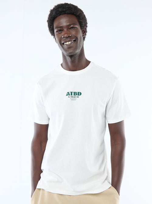 T-shirt van jerseytricot met korte mouwen en print op voor- en achterkant - Kiabi
