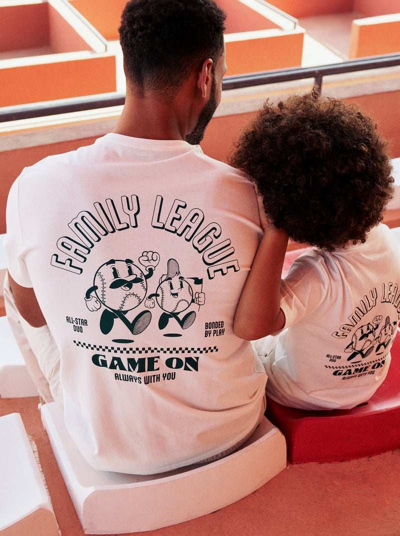 T-shirt van jerseytricot met korte mouwen en print op voor- en achterkant Wit - Kiabi