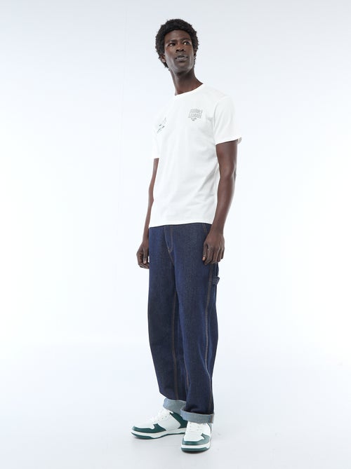 T-shirt van jerseytricot met korte mouwen en print op voor- en achterkant - Kiabi