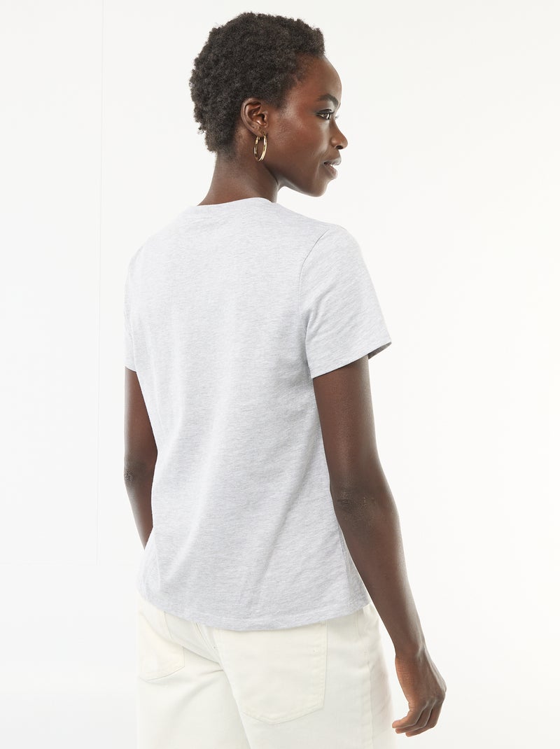 T-shirt van jerseytricot met korte mouwen Grijs - Kiabi