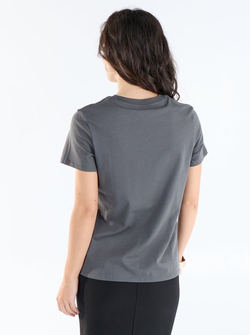 T-shirt van jerseytricot met korte mouwen Grijs - Kiabi