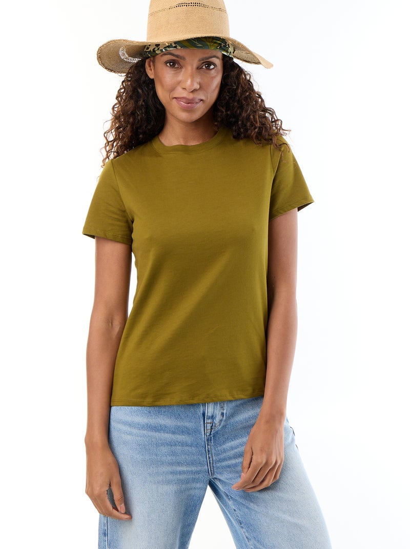 T-shirt van jerseytricot met korte mouwen Groen - Kiabi