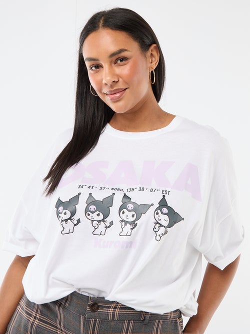 T-shirt van jerseytricot met korte mouwen 'Kuromi' - Kiabi