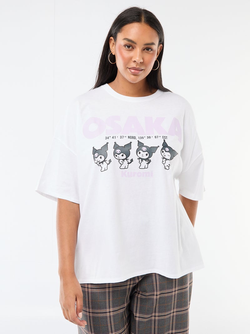 T-shirt van jerseytricot met korte mouwen 'Kuromi' Wit - Kiabi