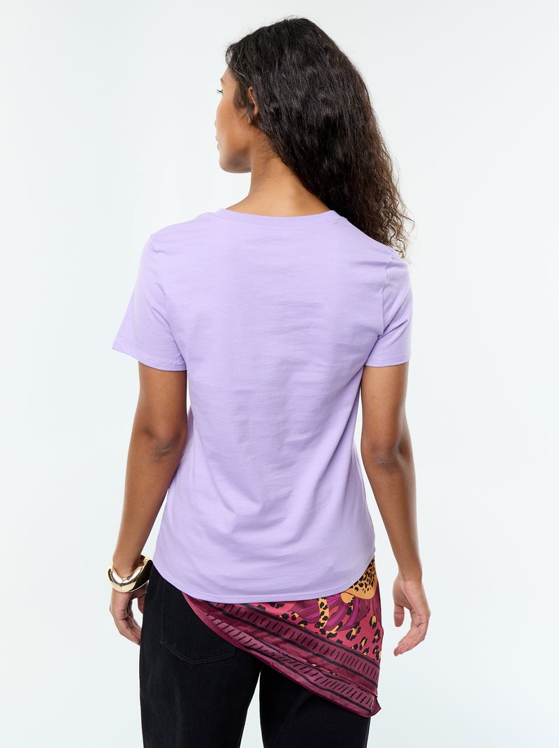 T-shirt van jerseytricot met korte mouwen Paars - Kiabi