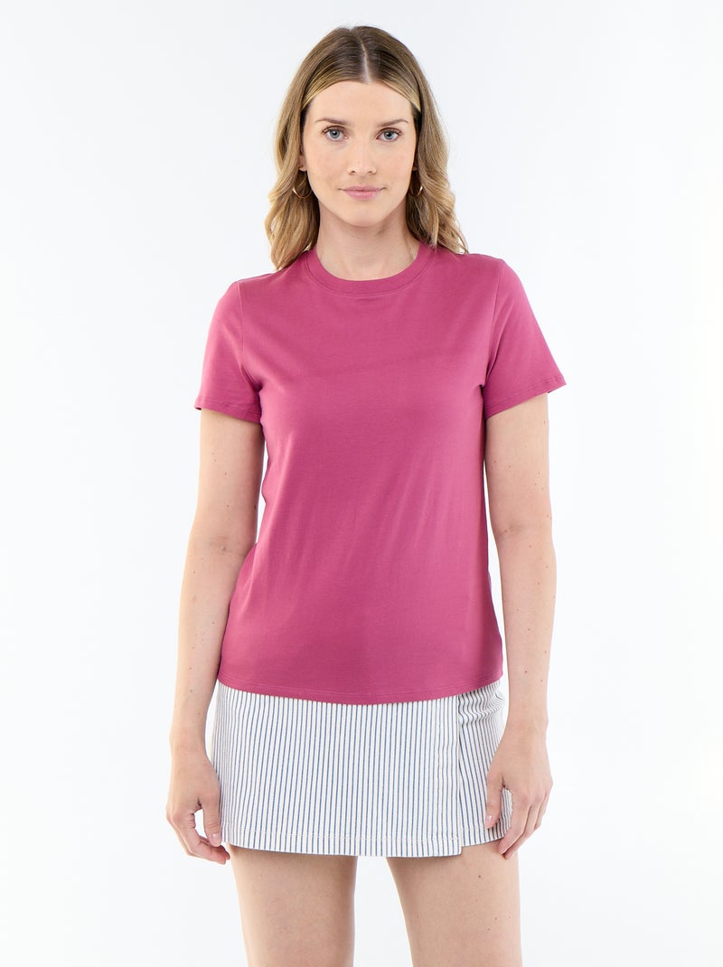 T-shirt van jerseytricot met korte mouwen Paars - Kiabi