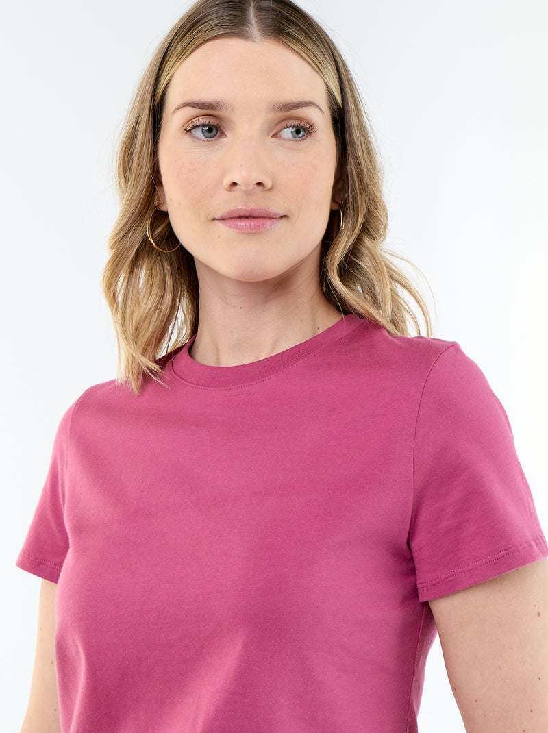 T-shirt van jerseytricot met korte mouwen Paars - Kiabi