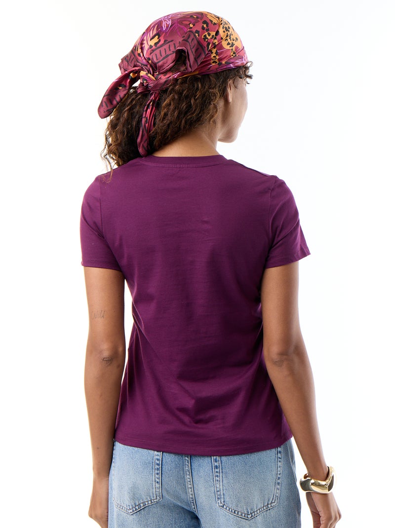 T-shirt van jerseytricot met korte mouwen Paars - Kiabi