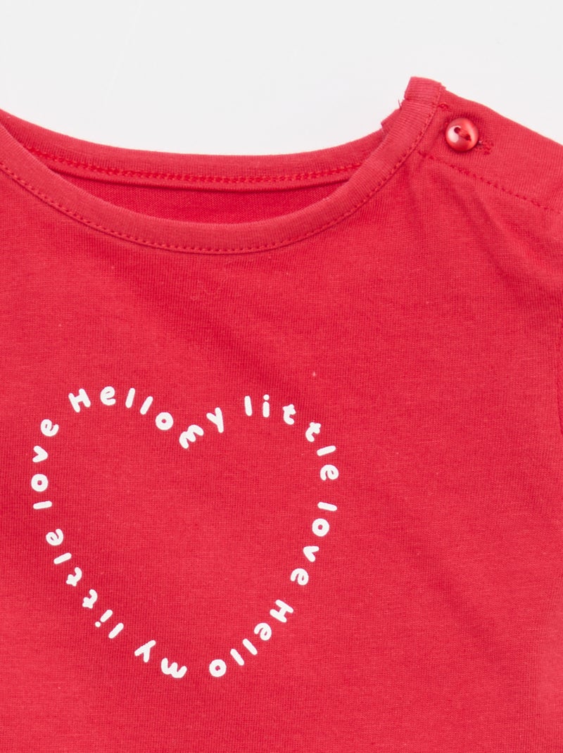 T-shirt van jerseytricot met korte mouwen Rood - Kiabi