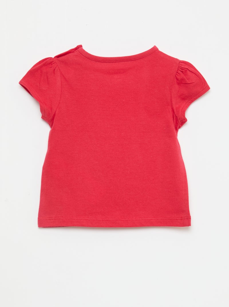 T-shirt van jerseytricot met korte mouwen Rood - Kiabi