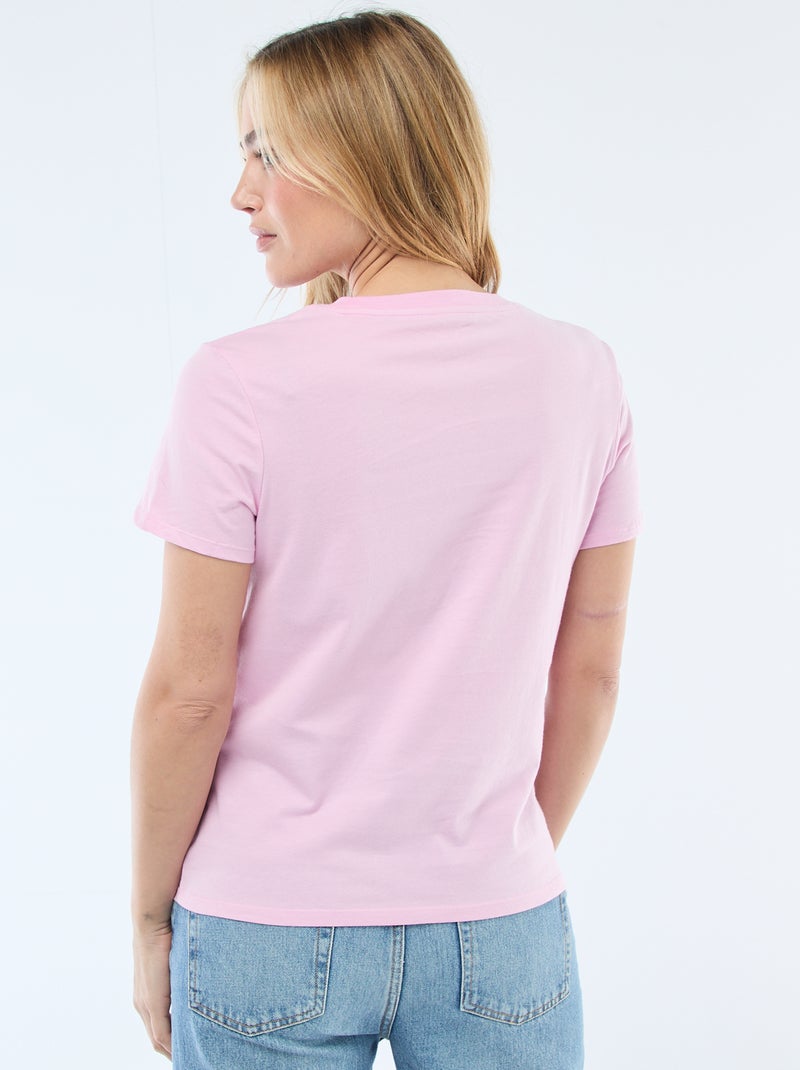 T-shirt van jerseytricot met korte mouwen Rose - Kiabi