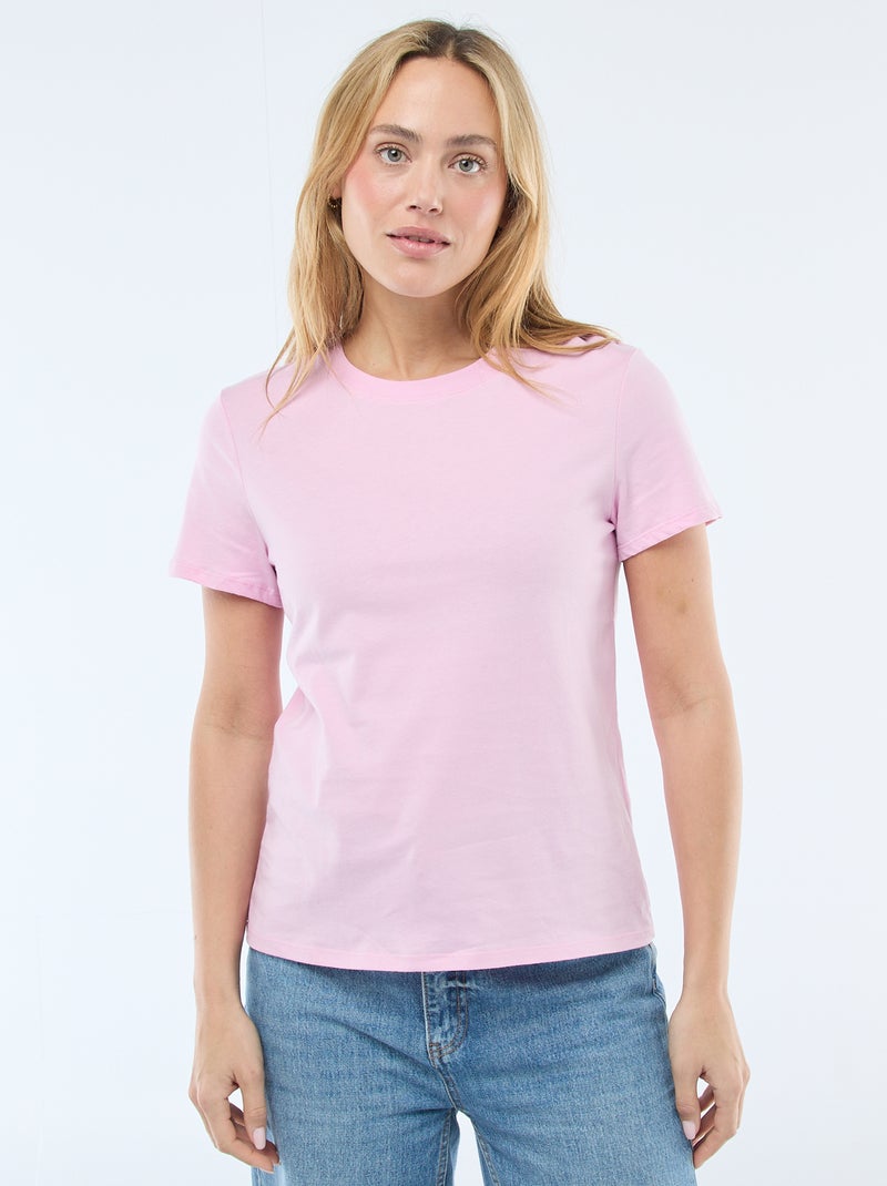 T-shirt van jerseytricot met korte mouwen Rose - Kiabi