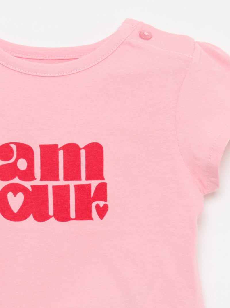 T-shirt van jerseytricot met korte mouwen Rose - Kiabi