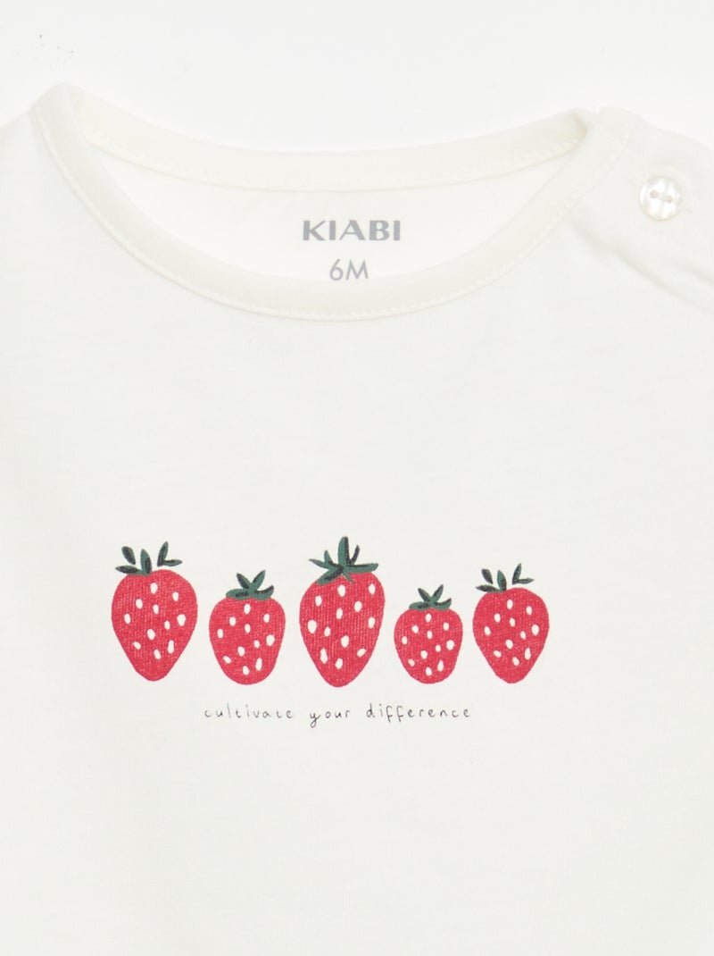 T-shirt van jerseytricot met korte mouwen Wit - Kiabi
