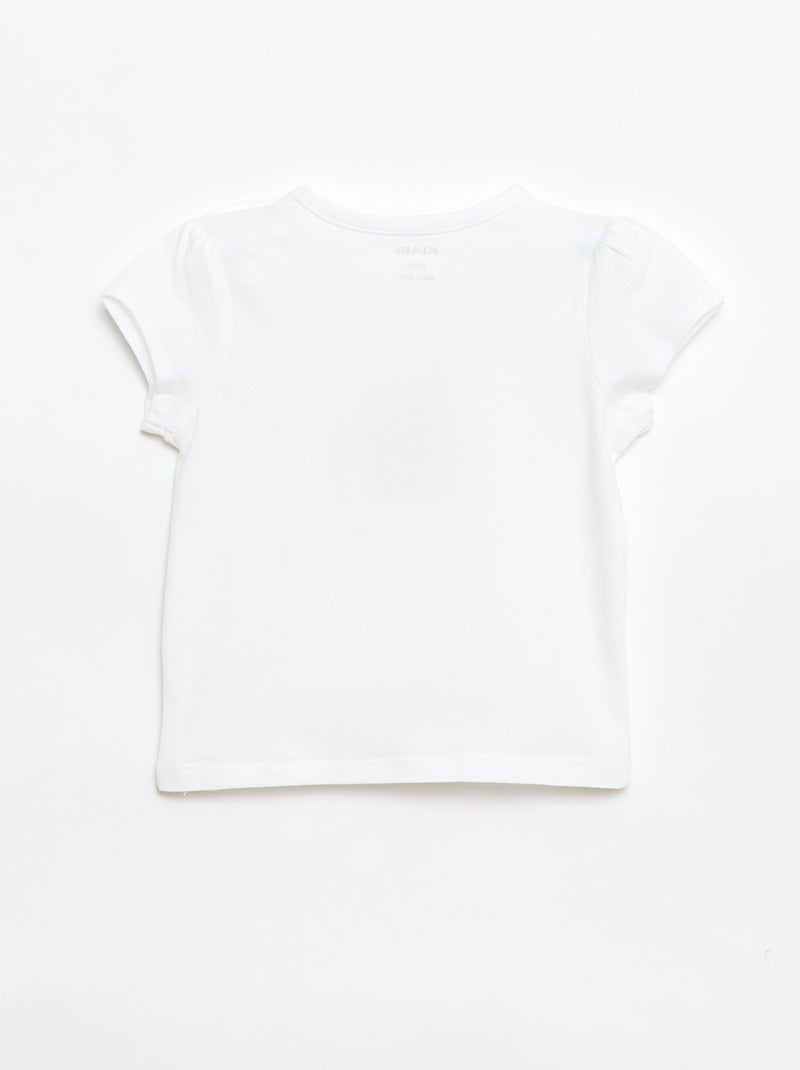 T-shirt van jerseytricot met korte mouwen Wit - Kiabi
