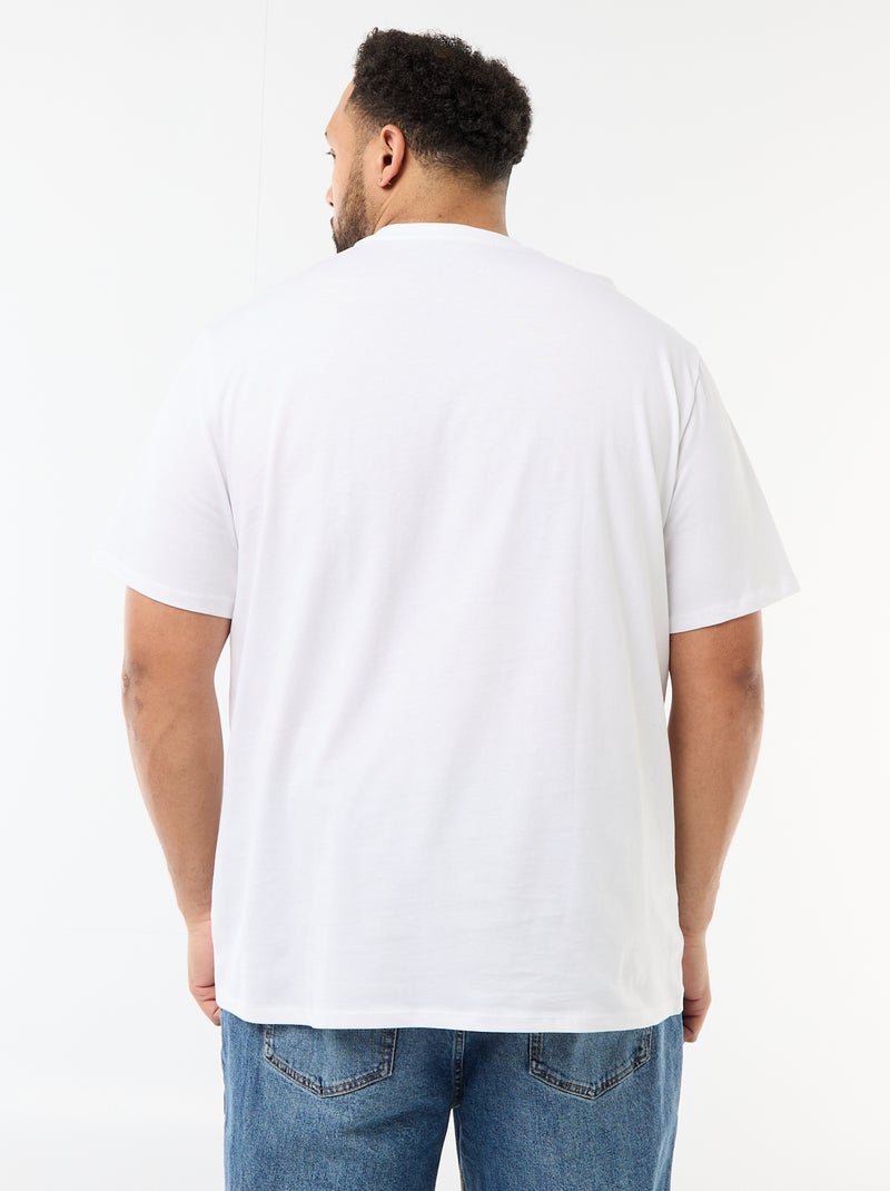 T-shirt van jerseytricot met korte mouwen Wit - Kiabi