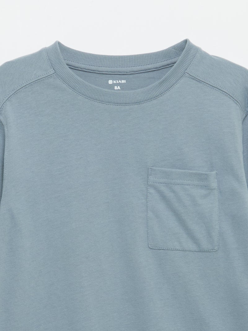 T-shirt van jerseytricot met lange mouwen Blauw - Kiabi
