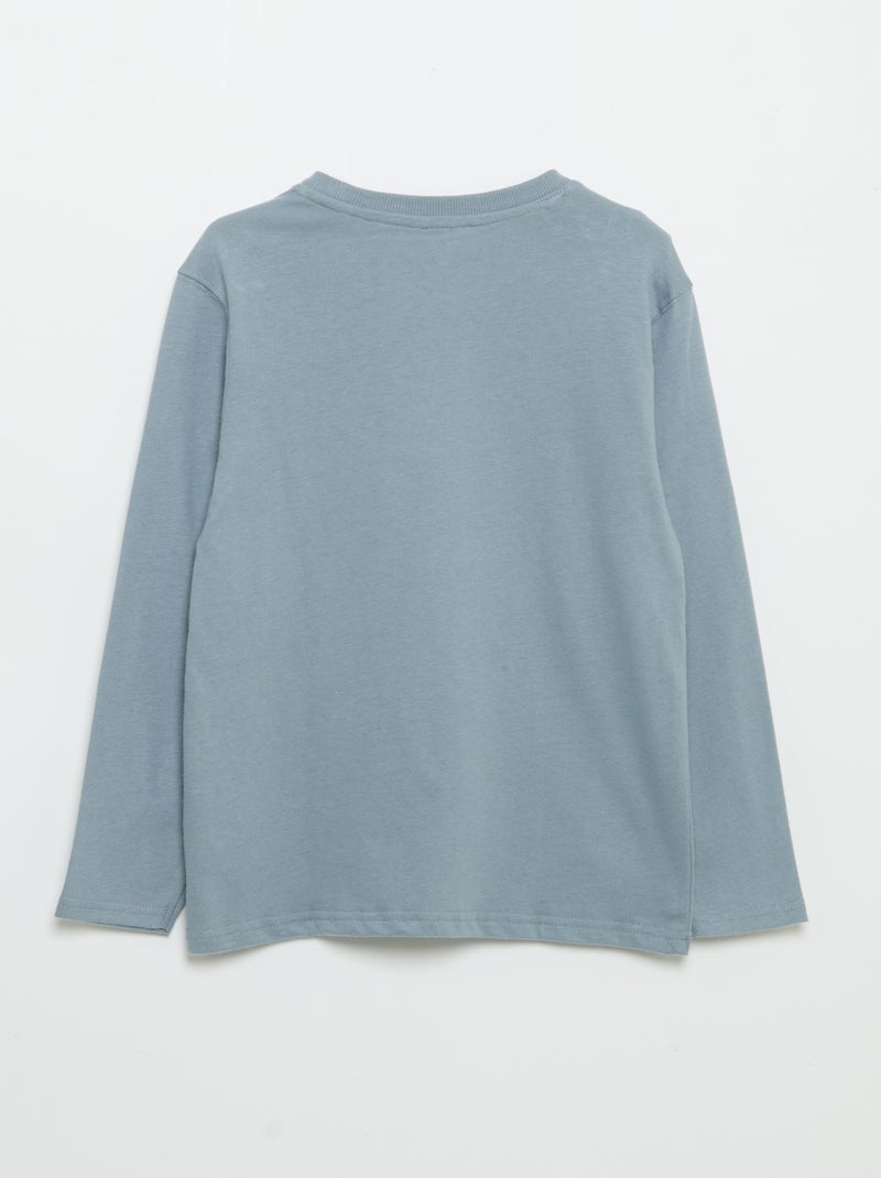 T-shirt van jerseytricot met lange mouwen Blauw - Kiabi