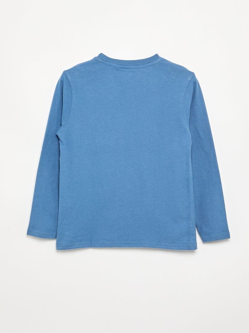 T-shirt van jerseytricot met lange mouwen Blauw - Kiabi