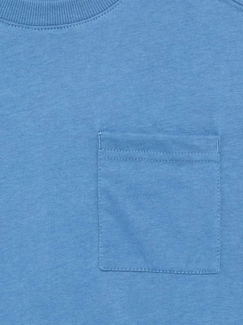 T-shirt van jerseytricot met lange mouwen Blauw - Kiabi