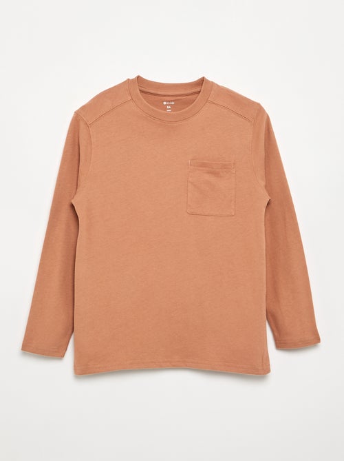 T-shirt van jerseytricot met lange mouwen - Kiabi