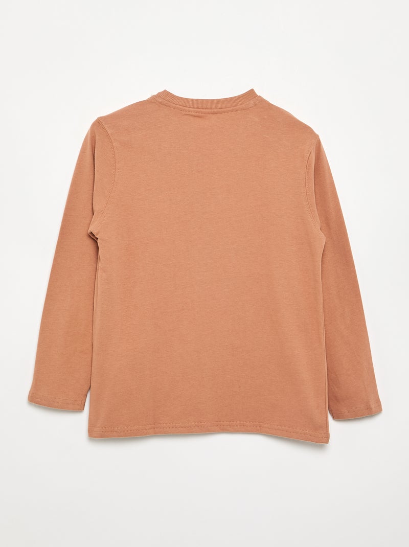 T-shirt van jerseytricot met lange mouwen Bruin - Kiabi