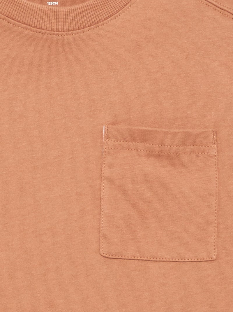 T-shirt van jerseytricot met lange mouwen Bruin - Kiabi