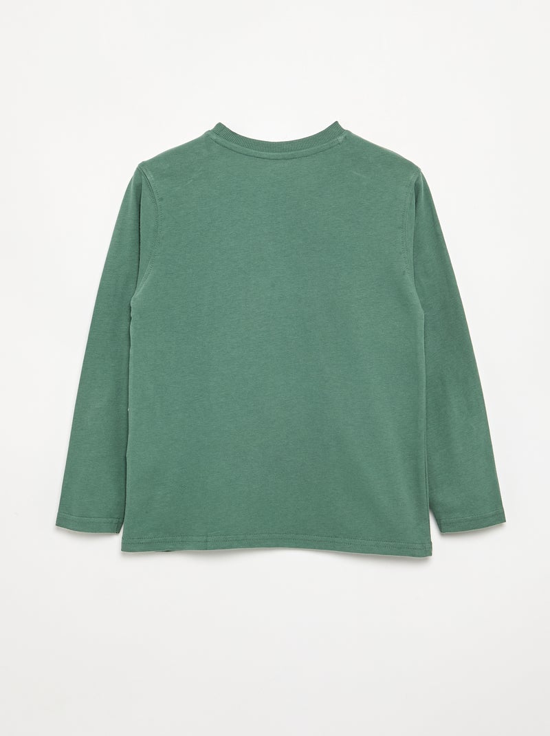 T-shirt van jerseytricot met lange mouwen Groen - Kiabi