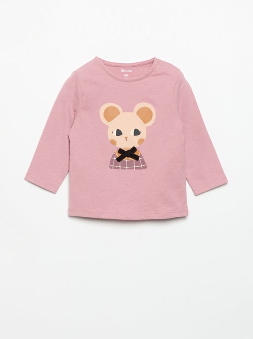 T-shirt van jerseytricot met lange mouwen - Kiabi