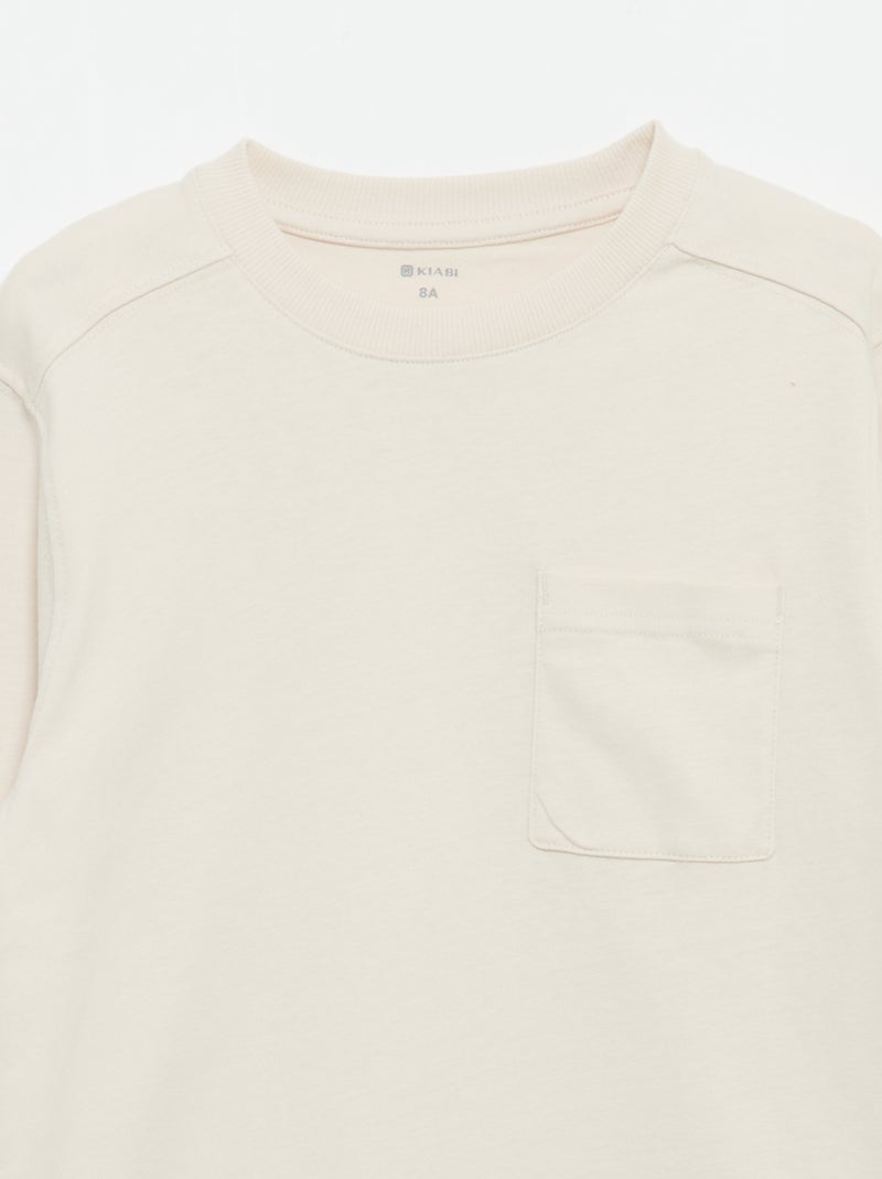 T-shirt van jerseytricot met lange mouwen Wit - Kiabi