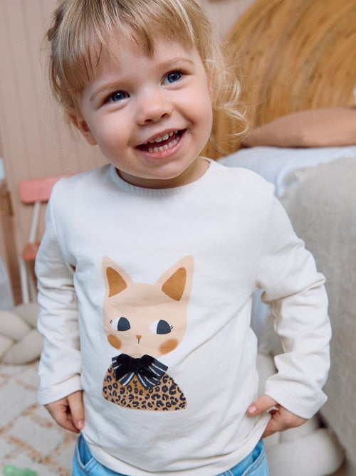 T-shirt van jerseytricot met lange mouwen - Kiabi
