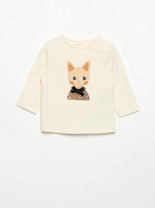 T-shirt van jerseytricot met lange mouwen - Kiabi