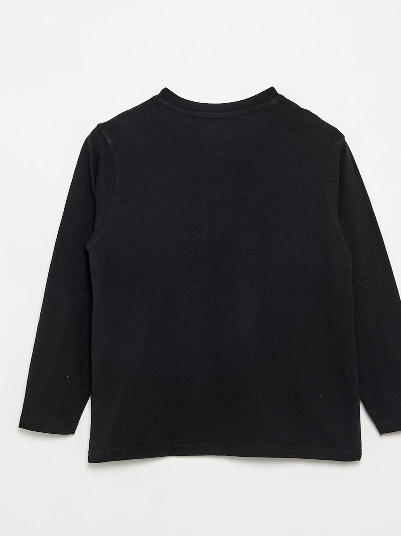 T-shirt van jerseytricot met lange mouwen Zwart - Kiabi