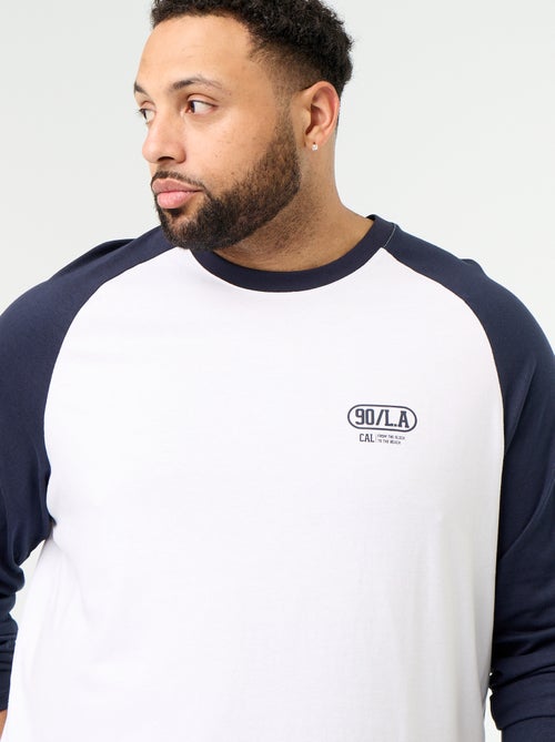 T-shirt van jerseytricot met lange raglanmouwen - Kiabi