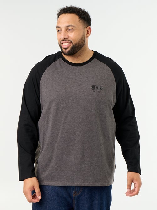 T-shirt van jerseytricot met lange raglanmouwen - Kiabi