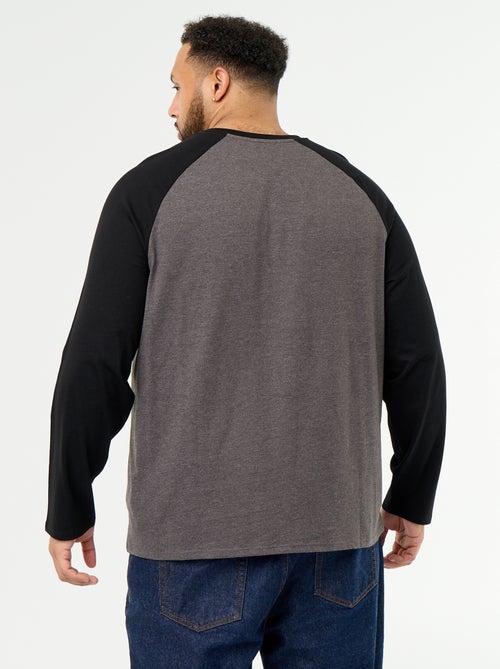 T-shirt van jerseytricot met lange raglanmouwen - Kiabi
