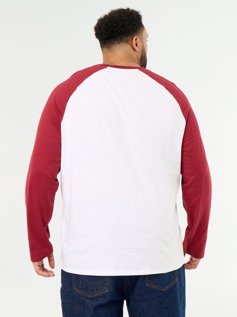T-shirt van jerseytricot met lange raglanmouwen Rood - Kiabi