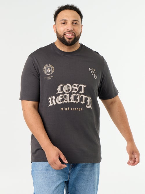 T-shirt van jerseytricot met print en korte mouwen - Kiabi