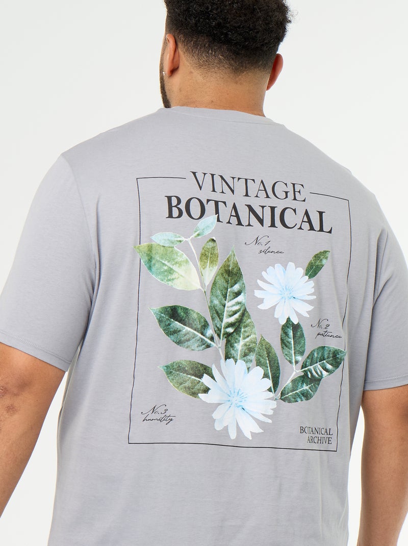 T-shirt van jerseytricot met print en korte mouwen Grijs - Kiabi