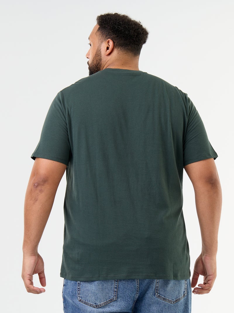 T-shirt van jerseytricot met print en korte mouwen Groen - Kiabi