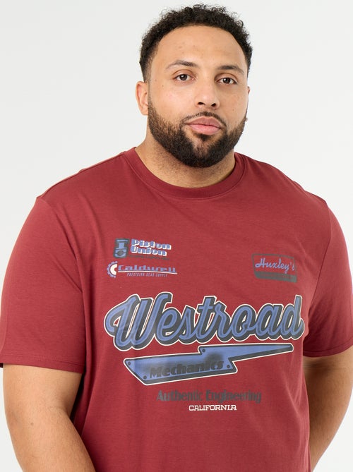T-shirt van jerseytricot met print en korte mouwen - Kiabi