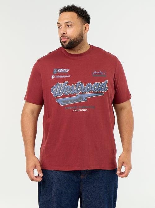 T-shirt van jerseytricot met print en korte mouwen - Kiabi